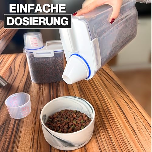 noviclass® [2er Set 2500ml Vorratsbehälter Aufbewahrungsbox mit Messbecher für Trockenfutter Reis Mehl Waschmittel Futterbehälter Hundefutter (Füllmenge: 2x2500ml)…