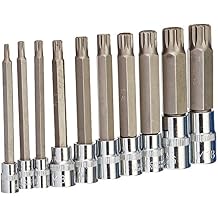 أدوات الجودة J&amp;R 4 - مجموعة مأخذ التوصيل الطويلة جدًا XZN ثلاثية مربعة ، S2 Steel | مجموعة من 10 قطع