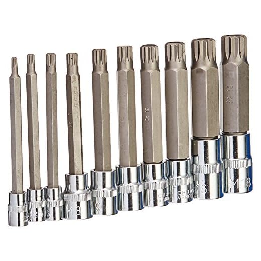 J&R Quality Tools 4-Inch Extra Long XZN Triple Square Spline Bit Socket Set, S2 Steel | 10-Piece Set