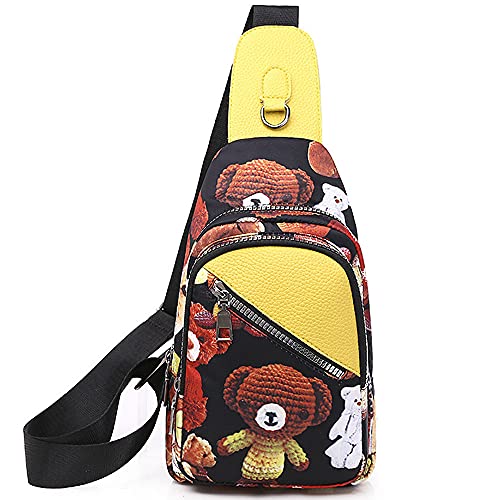 RTGGSEL Boho Ethnic Women's Waterproof Oxford Sling Shoulder Bags Girls Travel Crossbody Chest Bag Ladies Fishing Hiking Daypack (Brown Bear)
