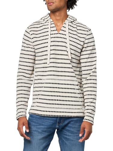KARL LAGERFELD Men's Hooded Front Pocket Striped Sweatshirt