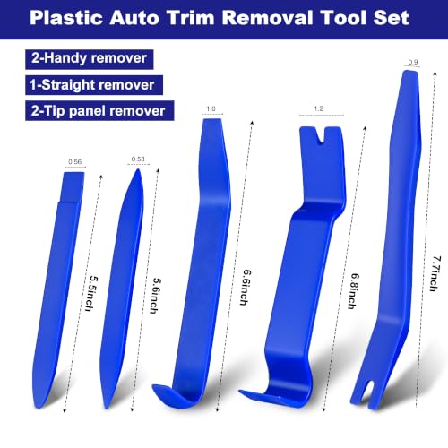 Image of 8 Pcs Auto Trim Removal Tool Kit with Non-Scratch Plastic Pry Tool and Fastener Clip Pliers,Door Panel Removal Tool for Car Interior - Fastener, Clip, Door Panel, Molding, and Dashboard- Blue