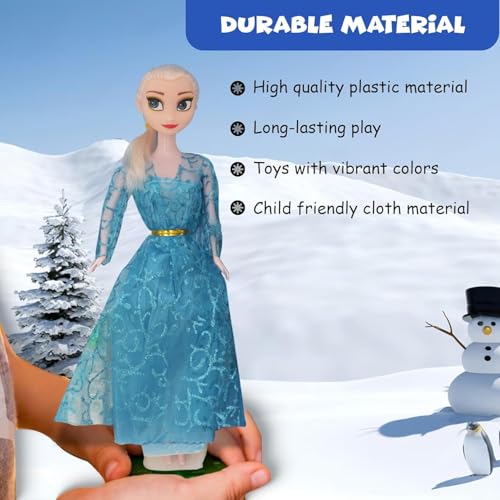 FUNFY 11 Ice Princess Doll Set | Includes Two Additional Small Dolls | Blue | Material: Plastic | Array of Accessories Including Dresses, Shoes, Comb and Mirror for Extended Play | for Girls