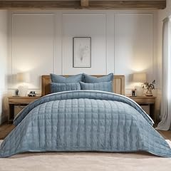 Double Box Stitch Blue Linen