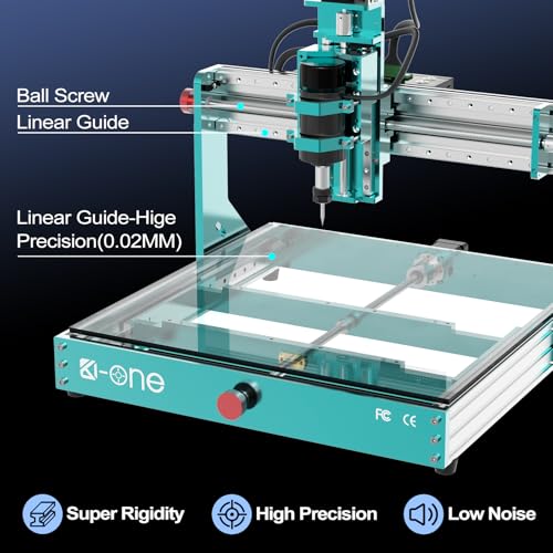 CNC Router Machine,Upgraded 3-Axis Engraving All-Metal Milling Machine300 x 180 x 80 mm/11.81 x 7.09 x 3.15 in Working Area 10000 RPM for Wood Acrylic MDF PVC Plastic Foam - Image 2