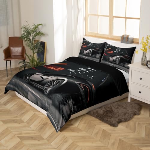 Homewish Black Racing Car Bedding Boys King Size Duvet Cover Sets Kids Race Car Quilt Cover - Image 3