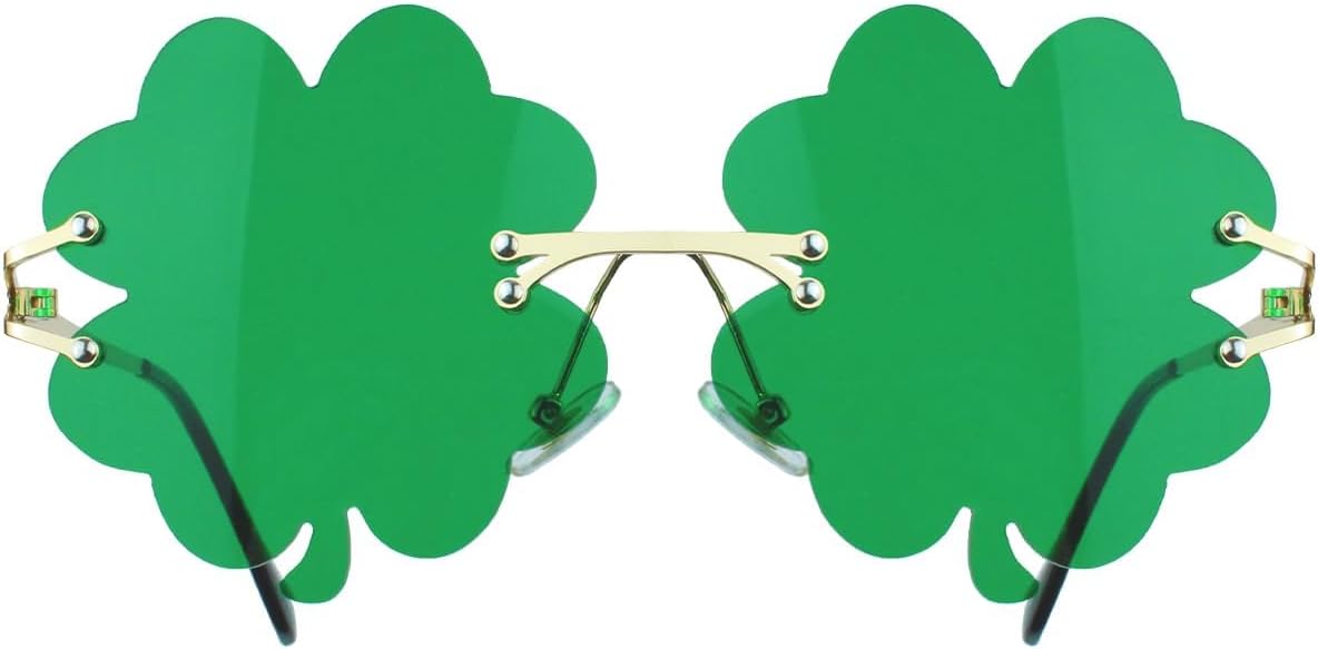 St. Patrick’s Day Green Sunglasses, St. Patrick's Day Irish Shamrock Four Leaf Sunglasses Green Costume Glasses St. Patrick's Day Accessories for Women Men Party Supplies