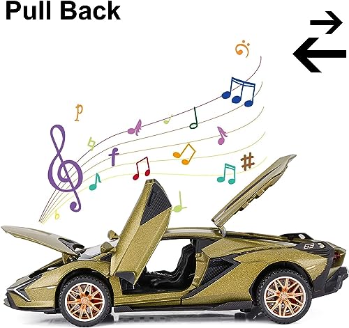 Image of 1:32 Lamborghini Sian Die-cast Metal Toy Car Pull Back Super car with Openable Doors with Sound and Light for Gifts Toys for Kids