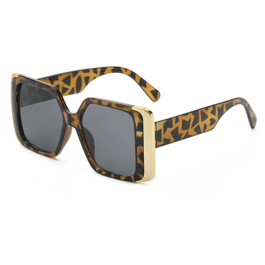 Lunettes de soleil vintage à verres teintés et monture léopard-noir chic
