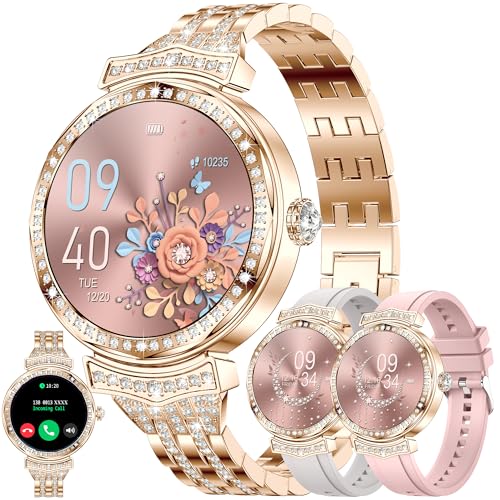 Relojes inteligentes para mujer (contestar/hacer llamadas), reloj AMOLED de 1.35 pulgadas con monitor de presión arterial/frecuencia cardíaca, reloj de fitness para hombres, más de 100 relojes