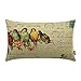 TRENDIN 20" X 12" Vintage Spring Colorful Birds on Flower Branch Linen Throw Waist Pillow Case Cushion Cover(PL097TR)