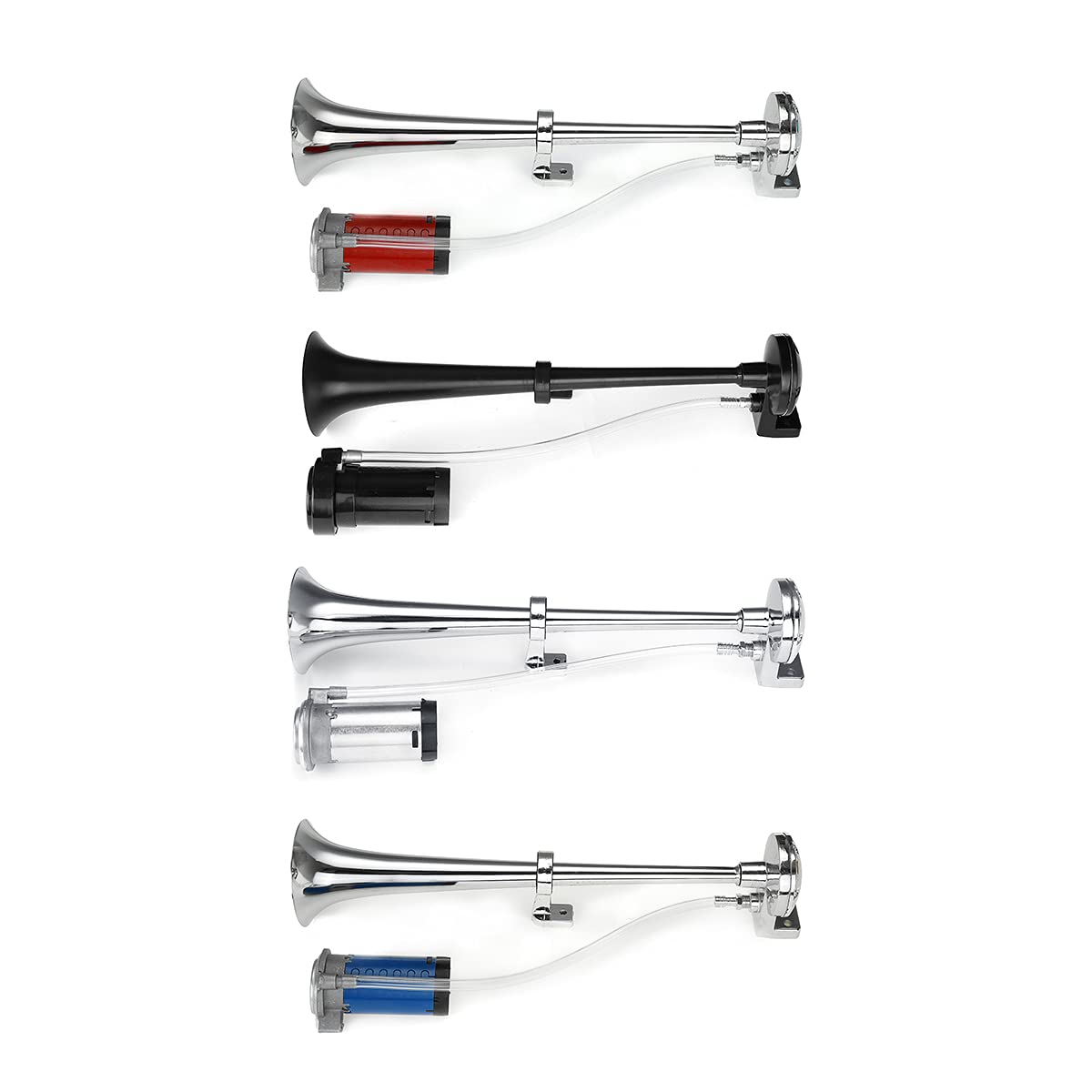 YONGYAO Coche Bocina 150DB Bocina de Aire 450 mm Bocina de Altavoz Cromo Zinc Negro Individual-Rojo