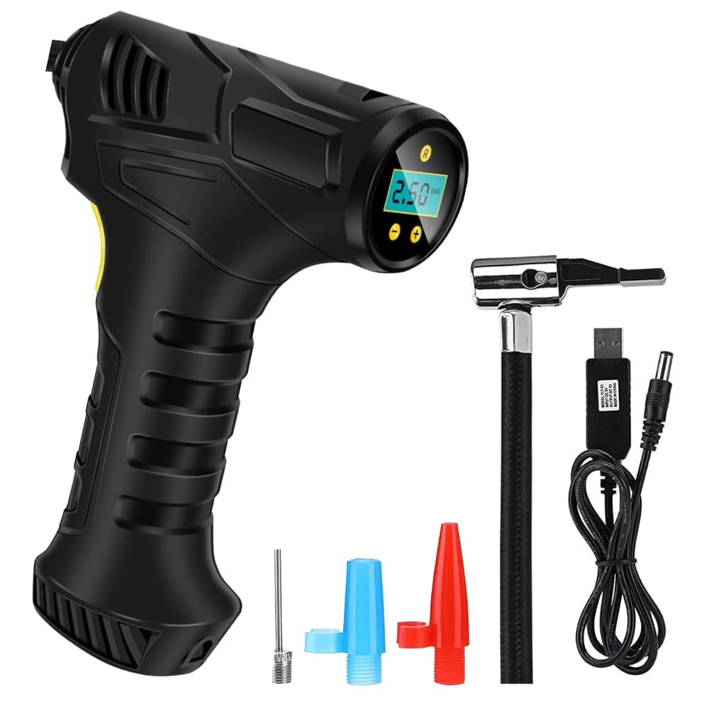 【❤コンパクトながらパワフル❣素早く空気入れOK♪❤】電動エアコンプレッサー ポータブル電動空気入れ（コンプレッサー） シガーソケット対応