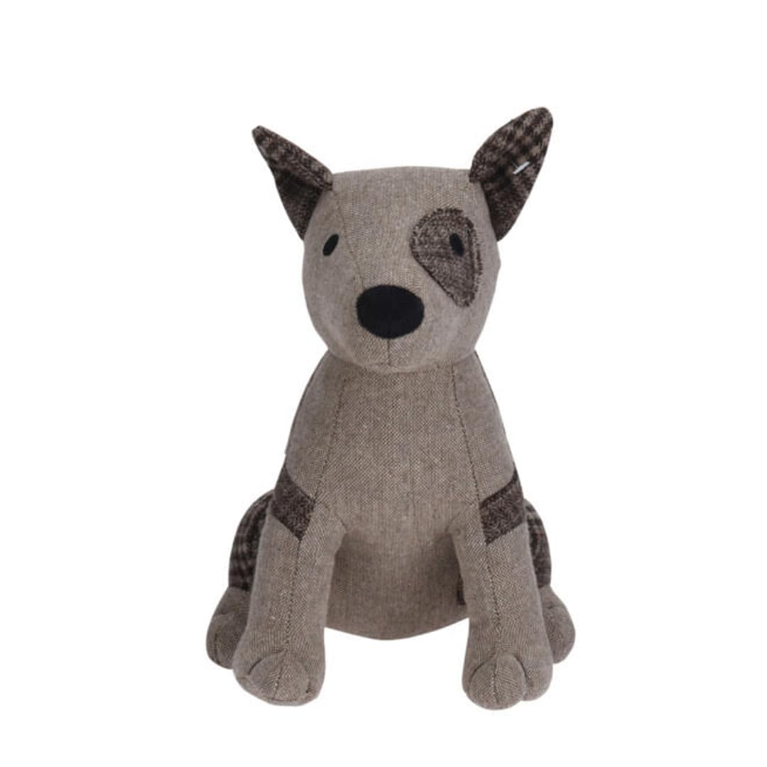 Muddy Hands Brown Fabric Animal Door Stop Stopper Home Office Stuffed Filled Heavy Novelty Decoration Doorstop (Patch Dog )