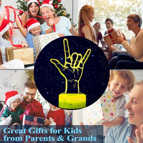 Image of I Love You Night Light, Loving You Hand Sign, Lover 3D Illusion Lamp with 16 Colors Changing, Timer, 4 Flash Modes and Dimmable, Men Women Boys Girls Room Decoration, Holiday Xmas Gifts