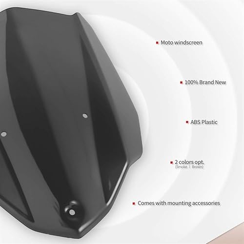 Miniatura 4 de Motorcycle Windshield Windshield Windscreen Shield Screen with Mounting Bracket Compatible with 2016-2019 MT 03 MT-03 MT03 (Color  Smoke)
