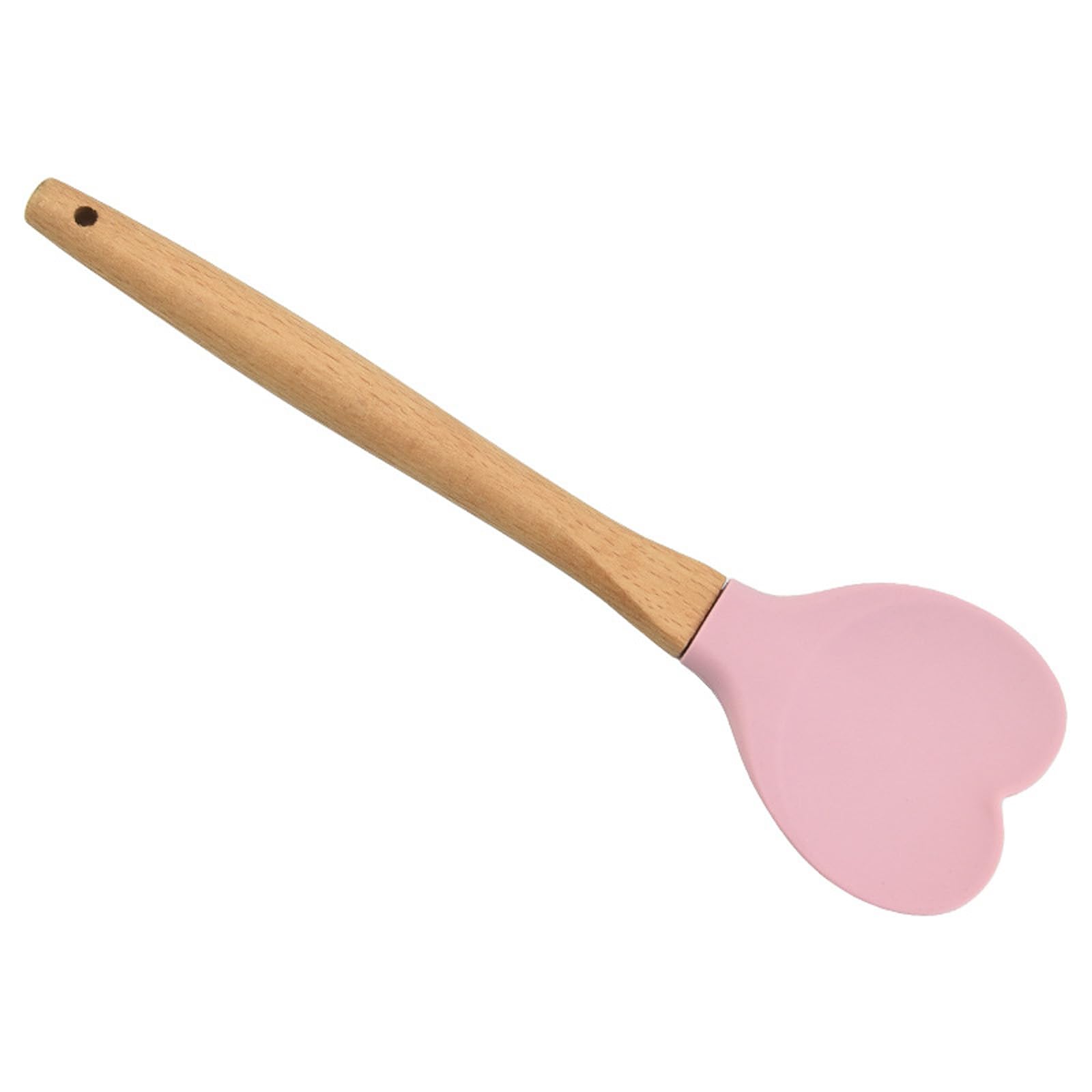MALSSE Silicone Scrapers with Natural Wood Handle Heart Shape Spatula for Mixing Batters Sauces and Dough Nonstick Spoon