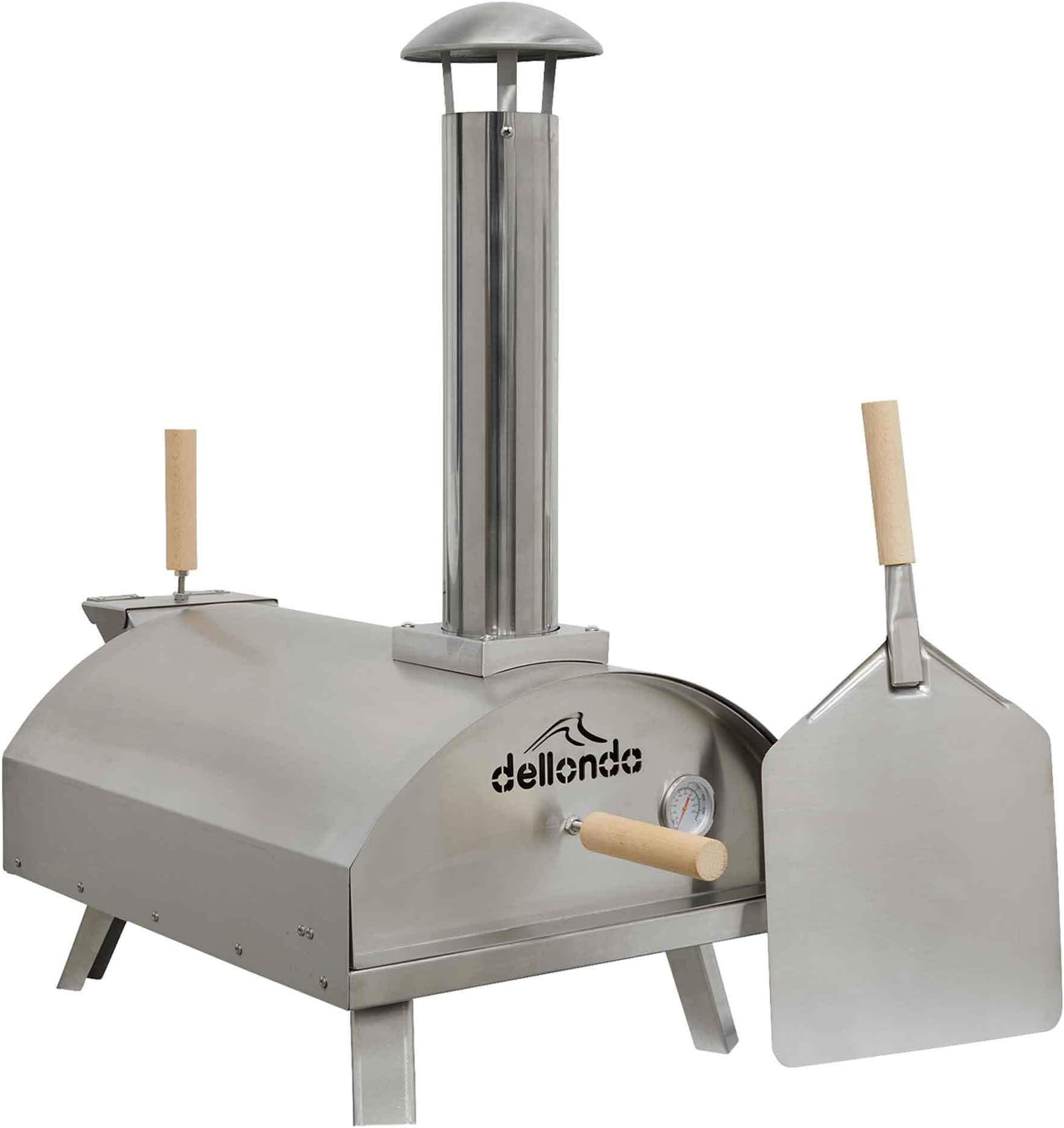 Dellonda Portable Wood-Fired 14" Pizza Oven and Smoking Oven, Stainless Steel - DG11