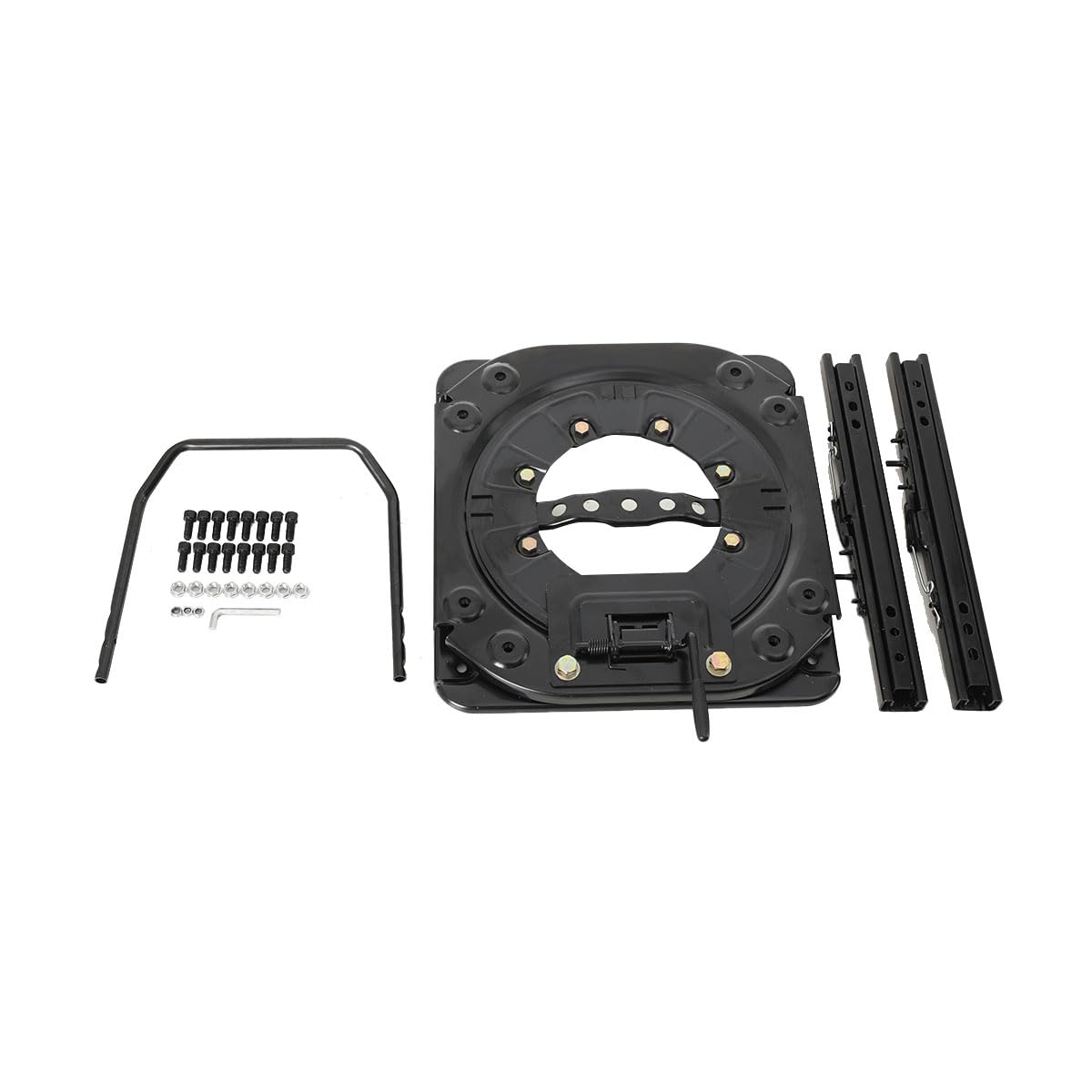 Plateau tournant adaptateur de rotation siège 360° Base de rotation de siège avec glissière de rotation console pivotante, base de rotation de siège à charge lourde en acier pour caravane
