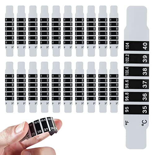 20 Tiras De Termómetro Para La Frente, Tiras De Temperatura Reutilizables Para Niños, Tiras Para La Fiebre, Termómetro De Oído, Pegatina De Temperatura Con 20 Manuales Para Viajes En El Hogar