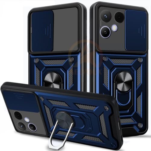 Image of Armor Bumper Back Cover Case for Tecno Pova Curve 2 | Rotating Camera Cover, Ring Holder & Kickstand | Heavy Duty & 360 Degree Protection Tecno Pova Curve 2 Back Cover (Blue)