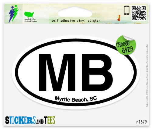 MB Myrtle Beach South Carolina Oval Vinyl Car Bumper Window Sticker 3