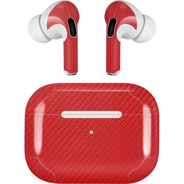 Skinit Decal Audio Skin Compatible with Apple AirPods Pro - Red Carbon Fiber Specialty Texture Material Design
