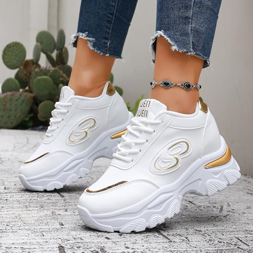 Women Platform Fashion Sneaker Orthopedic Shoes for Women Lace Up Comfortable Non Slip Arch Support Wedge Sneakers Outdoor Casual Tennis Walking Running Workout Athletic Sports Shoes3