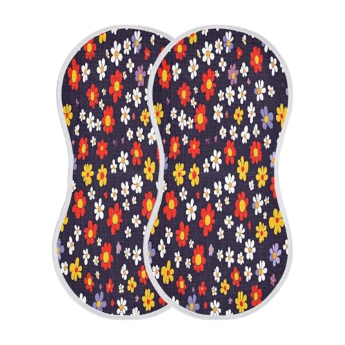 Flowers Burp Cloths Cotton Baby Washcloths,Large 22x11in Burping Cloth Absorbent and Soft for Newborn Baby Boys and Girls,1 Pack2