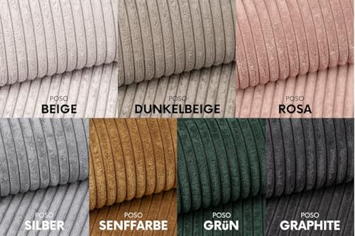 Kaiser Möbel - Ecksofa mit Schlaffunktion und Bettkasten - Eckcouch - Sofa L Form, Wohnlandschaft - Bequemes Sofa mit Ottomane - Modena Runden Beige, Poso Rechts – Bild 8