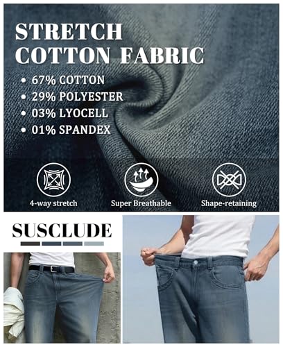 Image of Mens Bootcut Baggy Jeans Stretch Flared Wide Leg Old Money Jeans Lightweight Breathable Vintage Stylish Casual Denim Pants