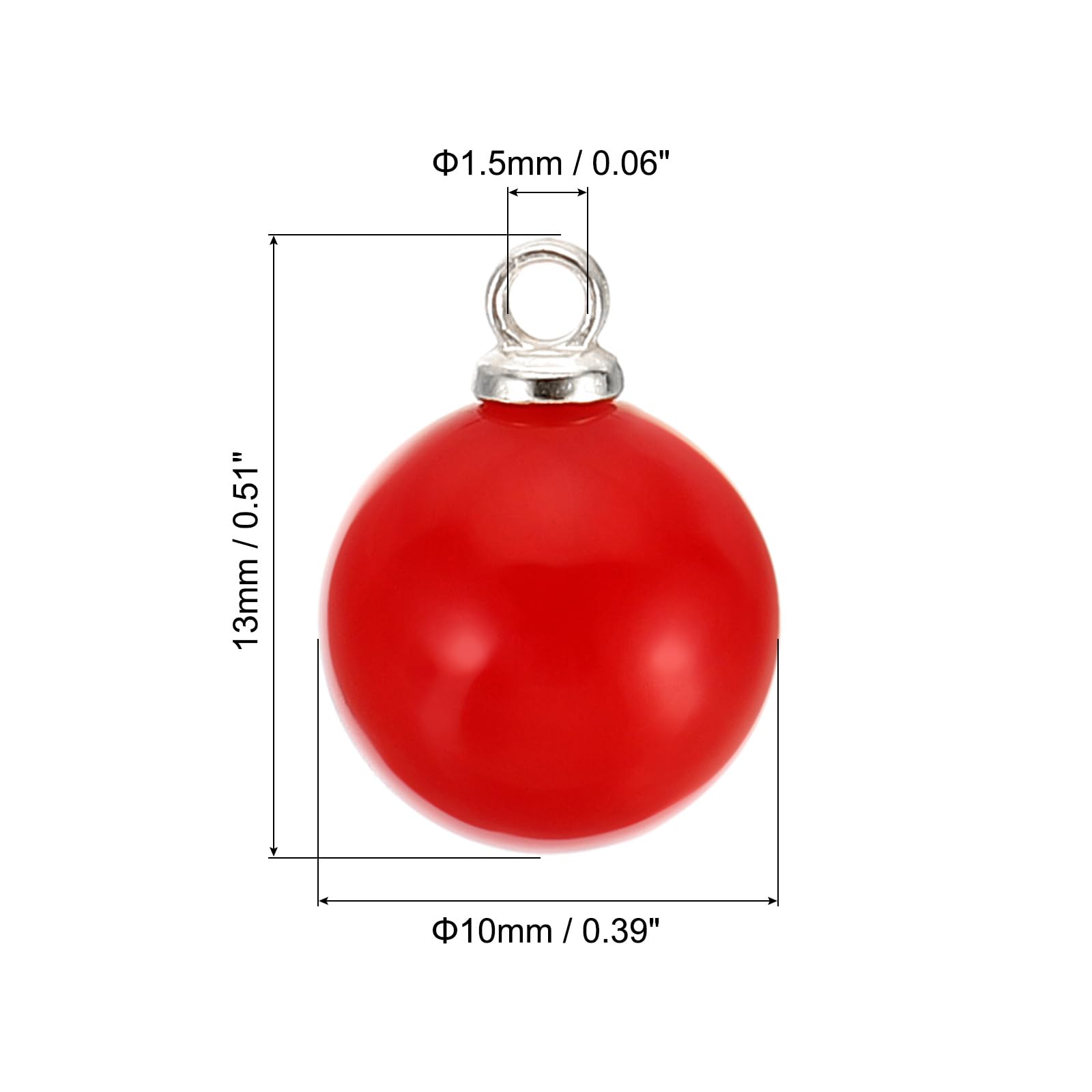 PATIKIL (10mm Pearl Charm, 150Pcs Pearl Beads Faux Pearl Pendant Charm Beautiful Designer DIY for Making s s Wedding Crafts,Silver Red - Image 2