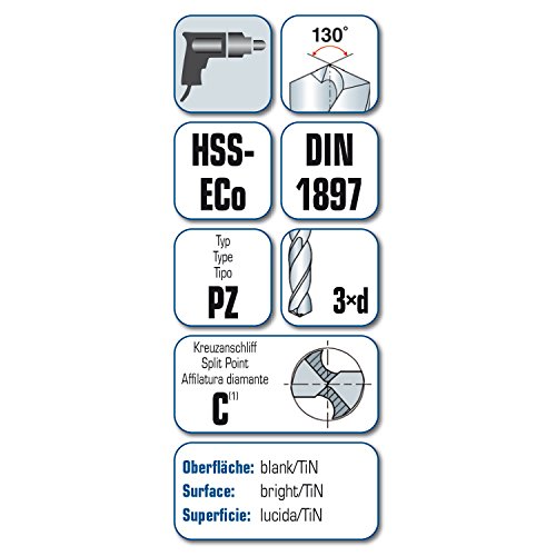 Alpen 92100900100 HSS-ECO Cobalt Stub Drills, 0 V, Grey, 9 mm - Image 2
