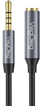 VegGieg 3.5mm TRSS Aux Headphone Microphone Audio Extension Cable 2 Meters