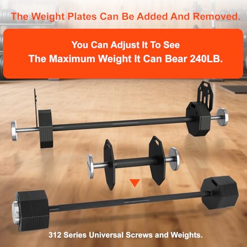 Image of Adjustable Barbell Set with 5LB Bolts, Supports up to 240LB Ideal for Home Gyms
