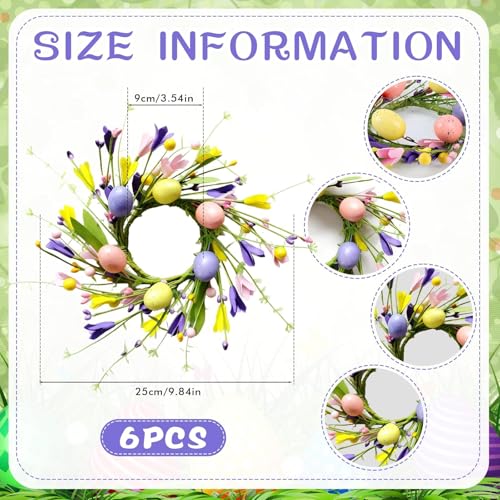 Image of Pillar Candle Ring Wreaths Mini Purple Lavender Table Centerpieces Wreath 9 Inch Wreath for Cabinets Artificial Farmhouse Lavender Wreaths for Front Door Porch Wall Window (6, Easter-2)