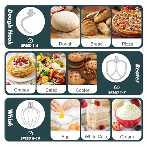 Image of Kitchen in the Box Stand Mixer, 3.5 QT Small Kitchen Electric Stand Mixers, 10-Speed Portable Lightweight Dough Mixer for Daily Use with Egg Whisk, Dough Hook, Beater (Dark Green)