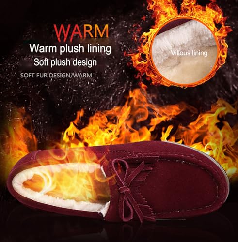 Image of Women's Tassel Suede Plush Wedge Shaped Sports Shoes Fashion Thick Sole Arched Casual Loafers Velvet Tassel Bow Wedge Casual Shoes