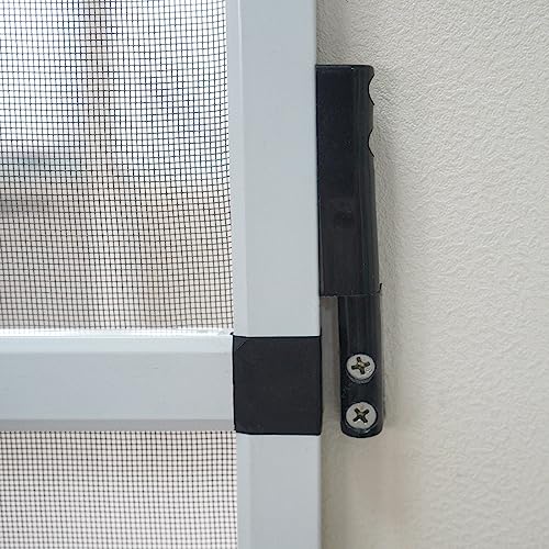 Grafner Fliegengitter Tür mit Alurahmen, Türschließer und Trittschutz, individuell zuschneidbar, Fiberglas-Gewebe, slim Fliegengitter Fliegenschutz Insektenschutz Balkontür (Weiß, 95 x 210 cm)