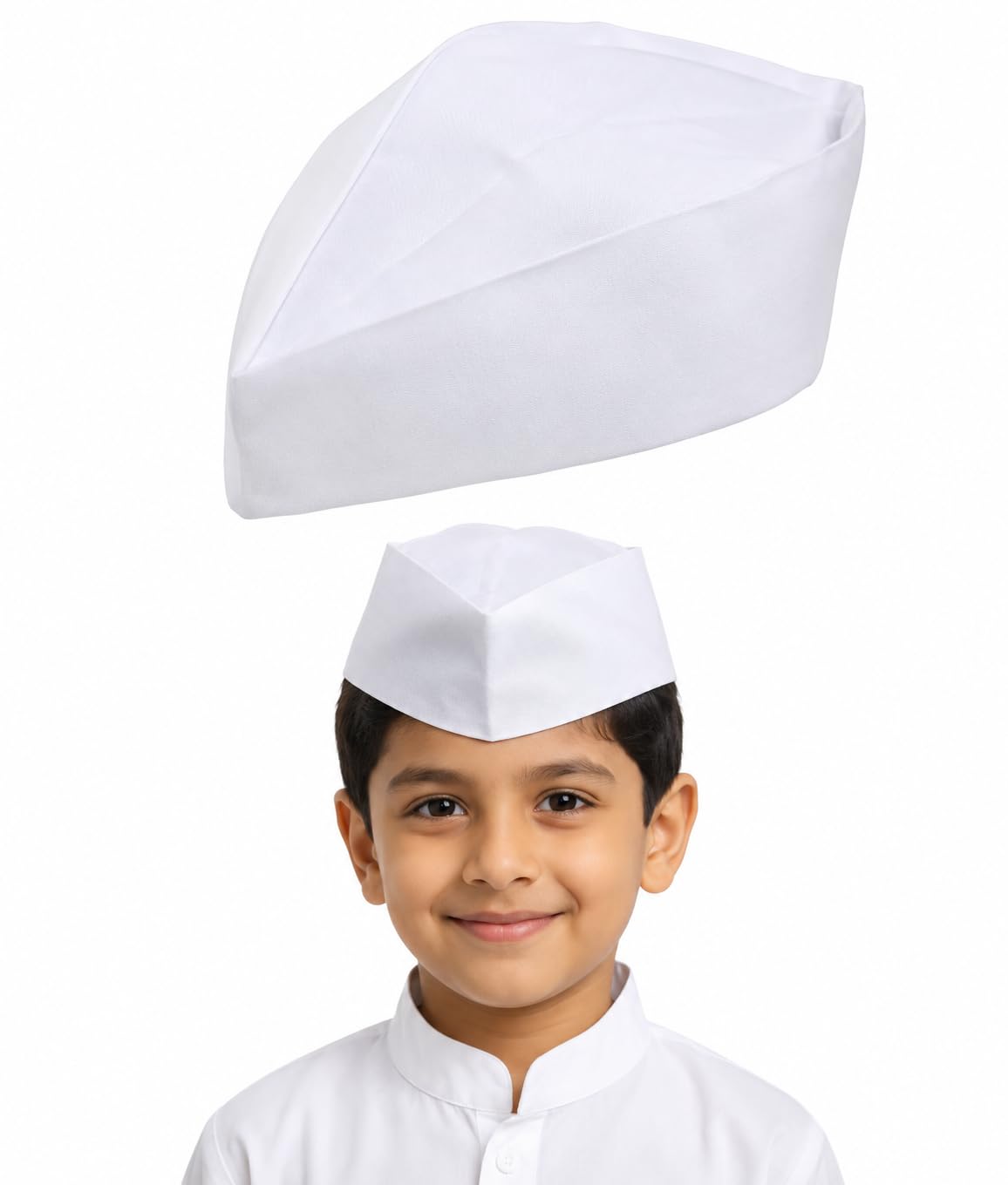Lai Lai Nehru Cap for Kids White Nehruji Cap for Boys & Girls Perfect for Fancy Dress Competition, Independence Day & Republic Day 15 August Dress for Kids Independent-image-15