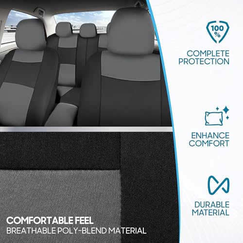 Image of BDK OS-309-GR kam PolyPro Black Covers with Gray Accents, Set Front and Rear Bench Seat Protectors with Full Coverage for Car Truck Van and SUV