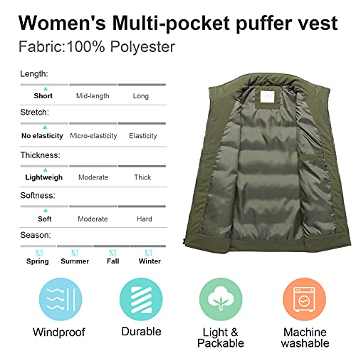 Chrisuno Women's Puffer Vest Casual Stand Collar Quilted Waistcoat Outdoor Padded Ski Vest - Image 4