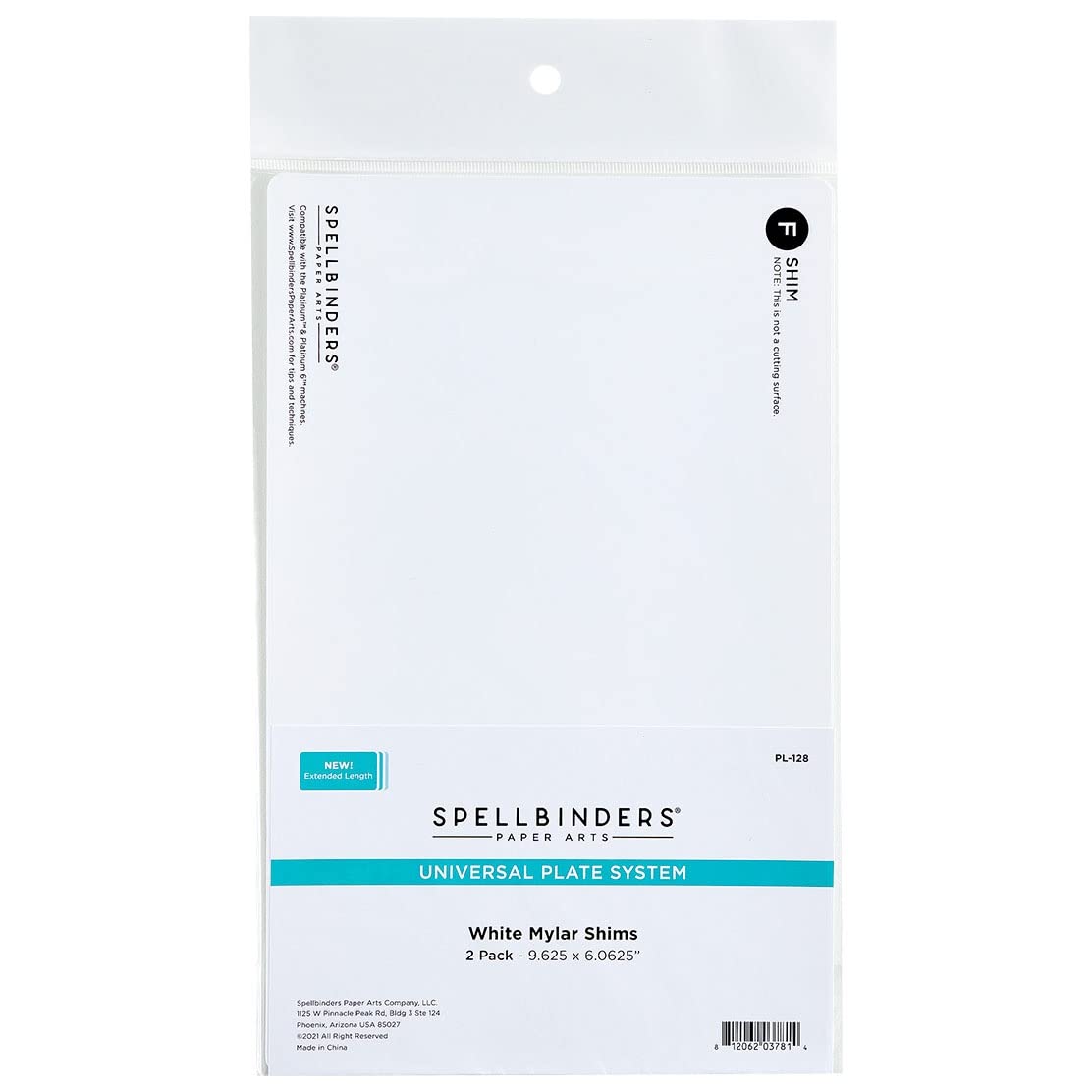 Spellbinders - Mylar Shim (F) White 2 Pack- Universal Plate System,Grey,9.625*6.25 inches