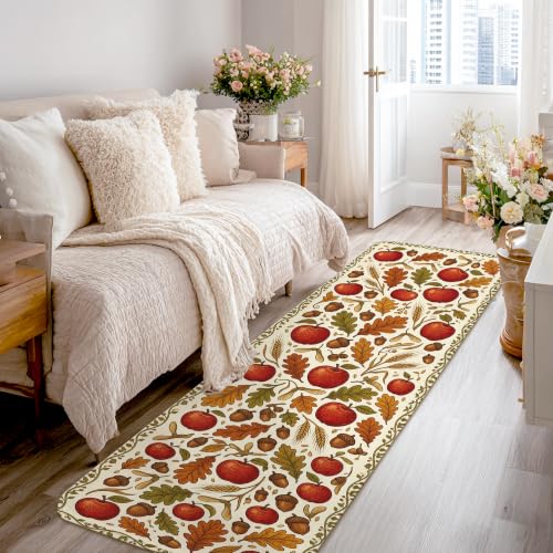 Alfombra de pasillo de hojas rojas de arce antideslizante rectangular para cocina 2