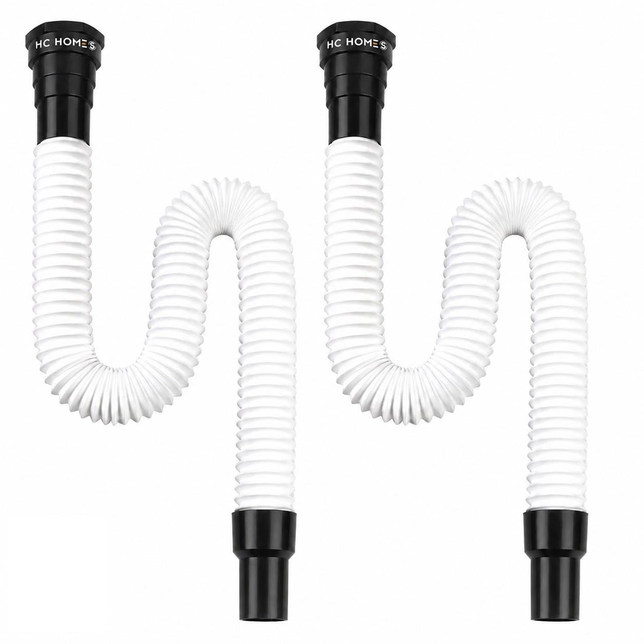 2.9ft collapsible pvc waste pipe for wash basin & kitchen sink | flexible sink drain hose | universal bathroom & kitchen drain connector | leak resistant | easy diy installation (pack of 2)