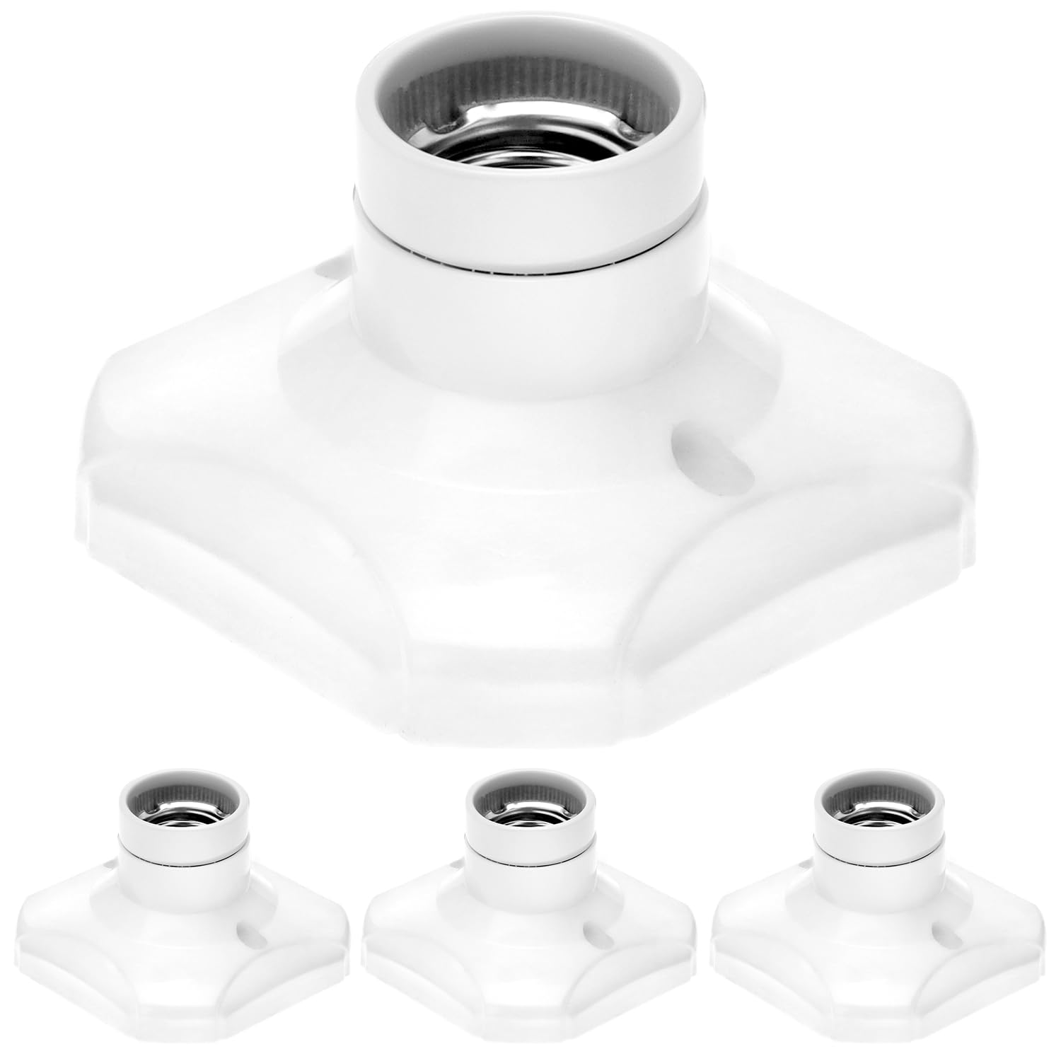 QWORK® 4Pcs E27 Light Bulb Socket Holder, E27 Screw Bulb Holder with Ceramic & Flame Retardant Base, AC 220V, for LED Light Bulbs