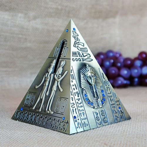 Hucha de pirámide dorada de metal para evitar el desorden de monedas en casa 6