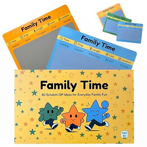 Family Time 60 Scratch-Off Activity Cards with Day & Night Markers – Fun Family Games for Kids & Parents – Screen-Free Adventure Ideas & Unique Gift for Christmas,Birthday,Stocking Stuffers & Holidays