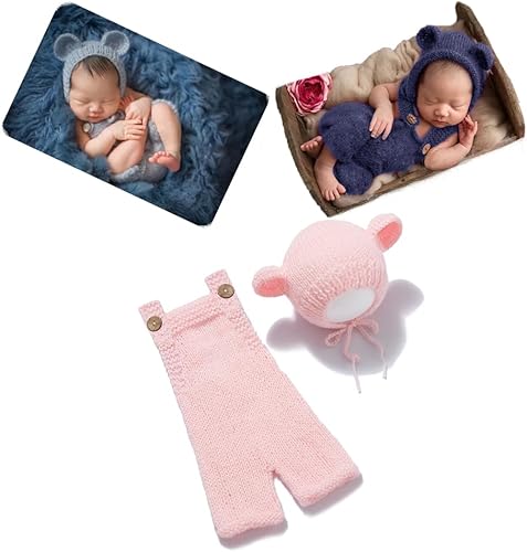 Conjunto de mameluco de ganchillo para fotografía de bebé niño recién nacido