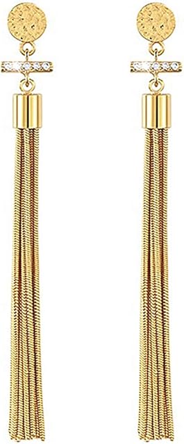 Suyi Elegant Long Tassel Earrings Crystal Dangle Drop Earrings Fringe Ear drop for Women Girls